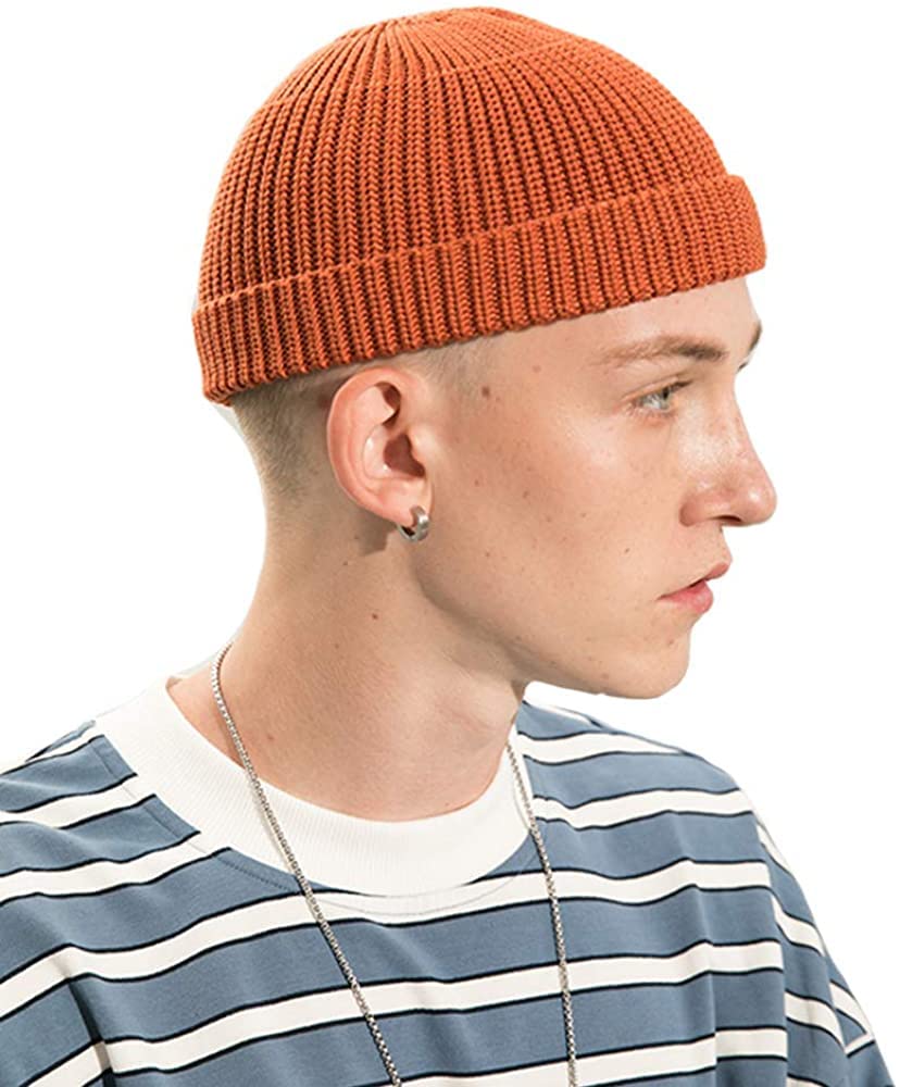 Amazon.co.jp: メンズニットキャップ ビーニー帽子 ロールキャップ